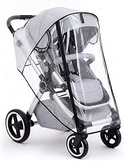 Clear Stroller Rain Cover, Universal Fit Baby Travel Weather Shields | Waterproof Built-in Zipper Design, Breathable &amp; Durable, Easy Access,Stroller Accessories Protects from Rain Wind Dust Snow