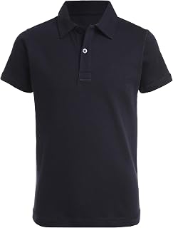 Izod Boys' School Uniform Sensory-Friendly Short Sleeve Polo Shirt, Button Closure, Tagless Inner Neckline