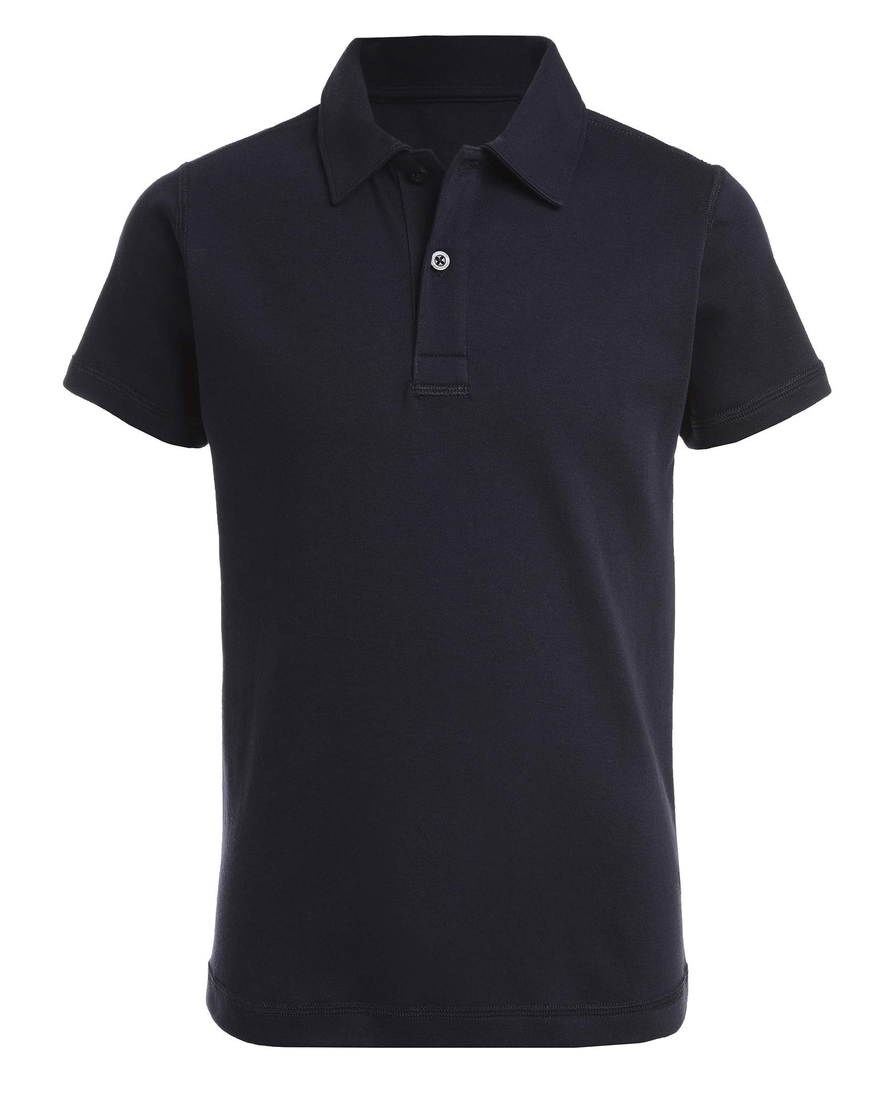 Izod Boys' School Uniform Sensory-Friendly Short Sleeve Polo Shirt, Button Closu