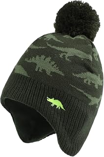 Xiaohawang Baby Winter Knitted Beanie Hat with Fleece Lining and Pompom