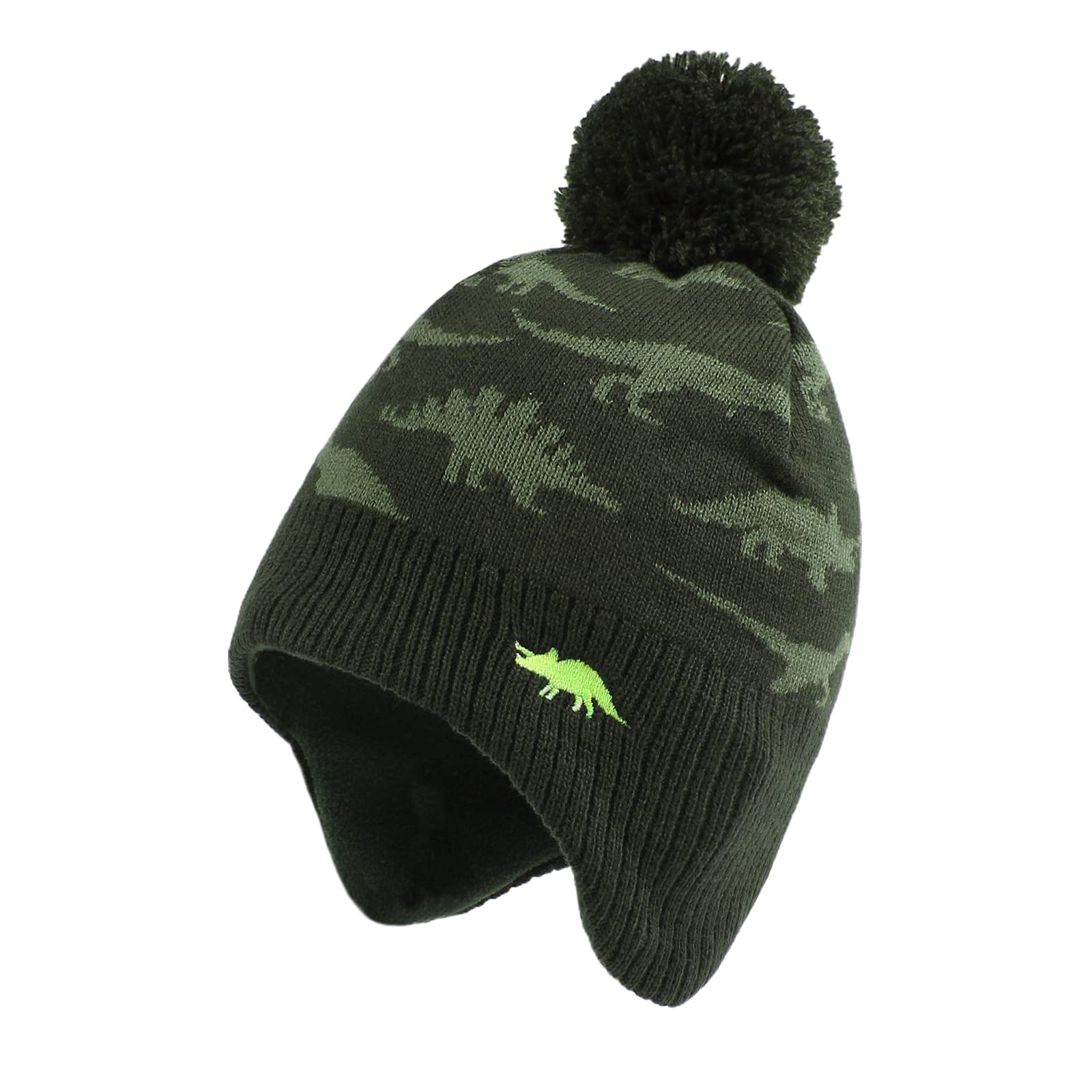 Xiaohawang Baby Winter Knitted Beanie Hat with Fleece Lining and Pompom