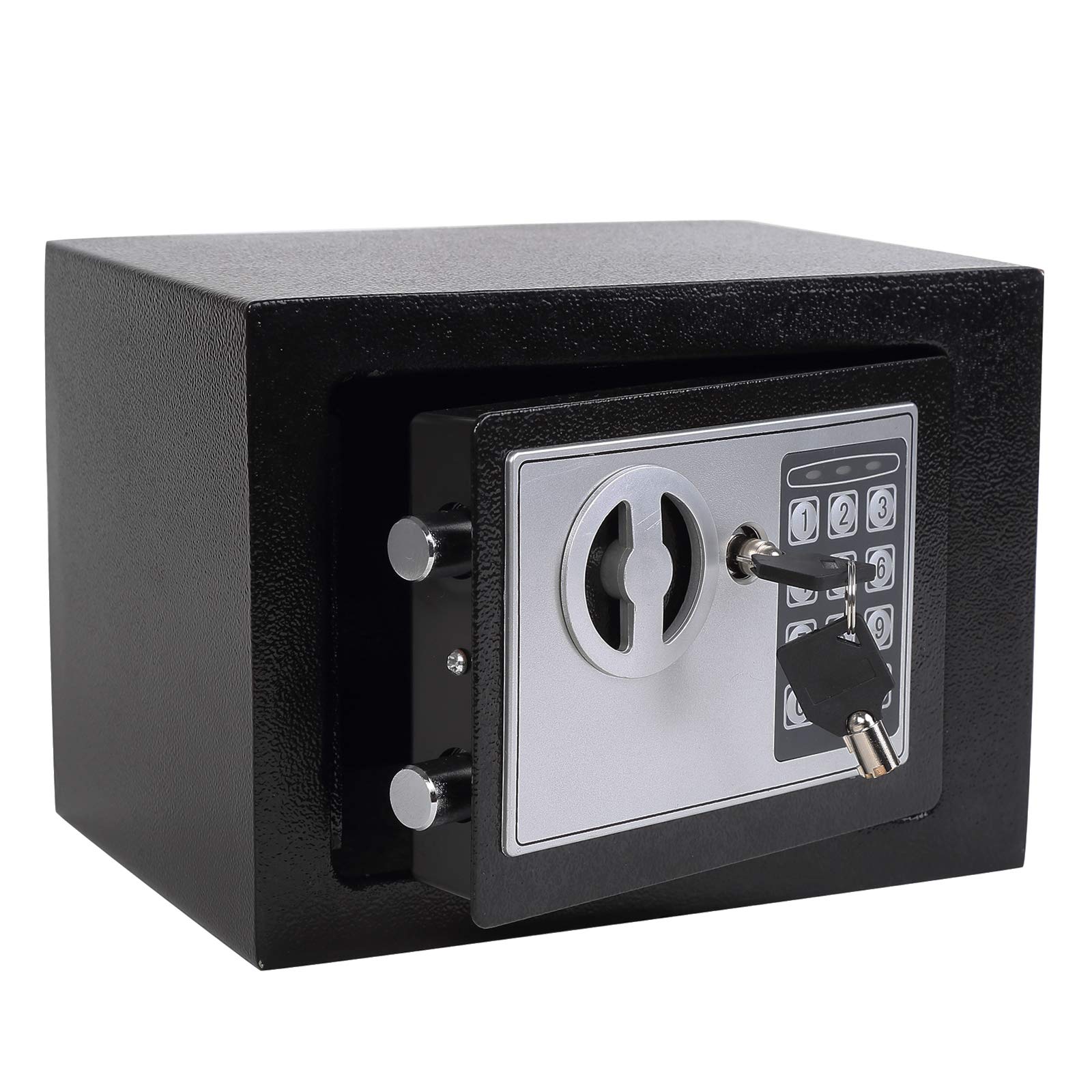 Yuanshikj Small Steel Security Safe Box with Keypad,Key;0.23 CuFt, Black | Elect