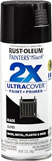 Rust-Oleum Painter's Touch 2X Ultra Cover Spray Paint, Gloss Black | Indoor and Outdoor Surfaces (Metal, Wood, Plastic), Fast Dry, Durable, Sprays from Any Angle, Comfort Tip, Oil Based