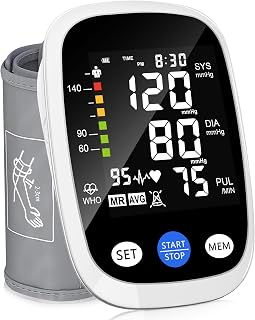 Upper Arm Blood Pressure Monitor Automatic Machine with Large LCD Display | One-Button Use with Backlit Screen, Dual Users 2*99 Reading Memory, Adjustable 22-42cm Big Cuff, Ideal for Home Use