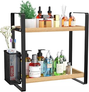LEMIKKLE Skincare Perfume Organiser for Vanity, Bathroom Organiser Countertop, coffee station,Spice Rack 2-Tier Wood kitchen storage And organisation