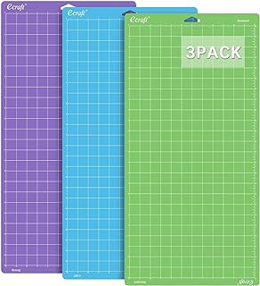 Ecraft 12x24 Cutting Mat 3-Pack (Standard, Light, Strong) Compatible with Cricut Maker 3/4/Maker, Explore 3/4/Air 2/Air/One, Variety Adhesive Sticky Cutting Mats Accessories