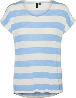 VERO MODA Women's Crew Neck Striped T-Shirt