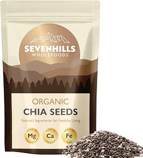 Organic Chia Seeds 1kg, Raw, High in Protein, Fibre & Omega 3, Sevenhills | Naturally High in Protein, Fibre, Magnesium, Calcium, Iron, Ideal for Smoothies, Shakes, Porridge, Baking, Chia Puddings.