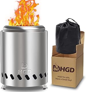 HGD Tabletop Fire Pit, Smokeless Firepit Outdoor, Mini Fire Pit for with Carry Bag for Camping Backyard Patio Garden Picnic, Silver