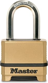 Master Lock Combination Padlock Heavy Duty Weatherproof Lock Brass M175XDLF | Heavy-Duty Outdoor Lock For Maximum Security; 2-1/4-inch Wide Lock For Fences, Gates, Sheds, Resettable 4-digit Combination