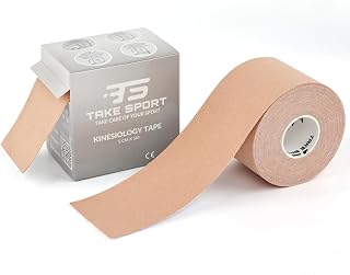 TS TAKE SPORT Kinesio Tape 5 x 5 m Elastic Kinesiology Tape 95% Cotton 5% Spandex for Kinesiology and Neuromuscular Taping, 1 Roll, Water and Sweat Resistant