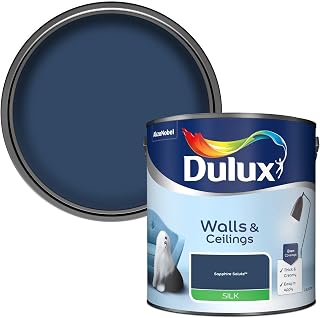 Dulux 5293121 Walls & Ceilings Silk Emulsion Paint, Sapphire Salute, 2.5 Litres