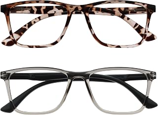 OPULIZE NYX Blue Light Blocking Reading Glasses - Rectangular Frame - UV Anti-Glare Eyewear - Improve Sleep Computer Gaming - Reduce Headaches Eyestrain Protection - Rectangular Frame - Mens Womens