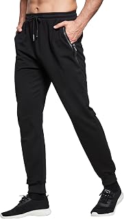 HCSS Men's Jogging Tracksuit Trousers Sport Casual Elastic Belt Zip Pocket