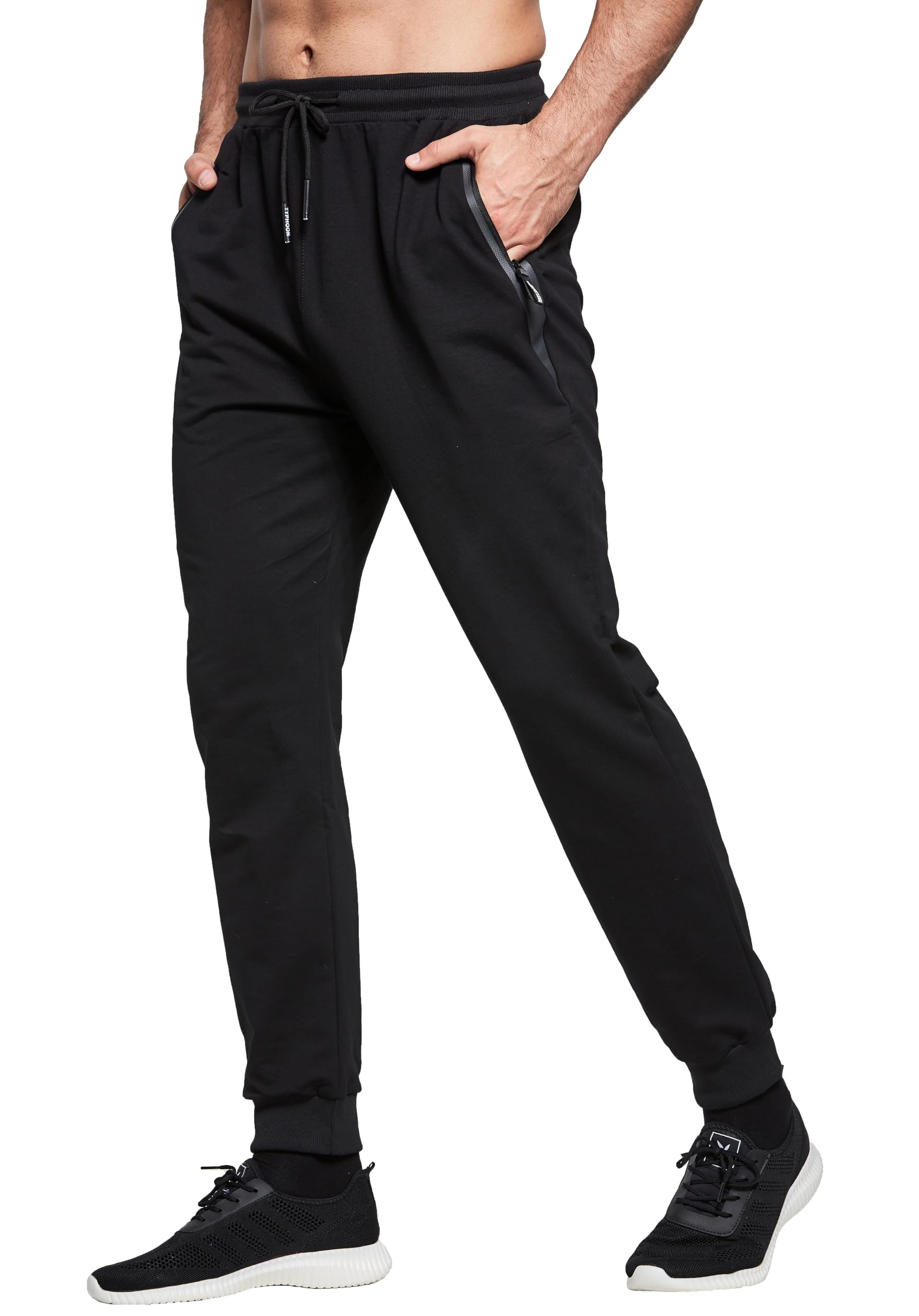 HCSS Men's Jogging Tracksuit Trousers Sport Casual Elastic Belt Zip Pocket