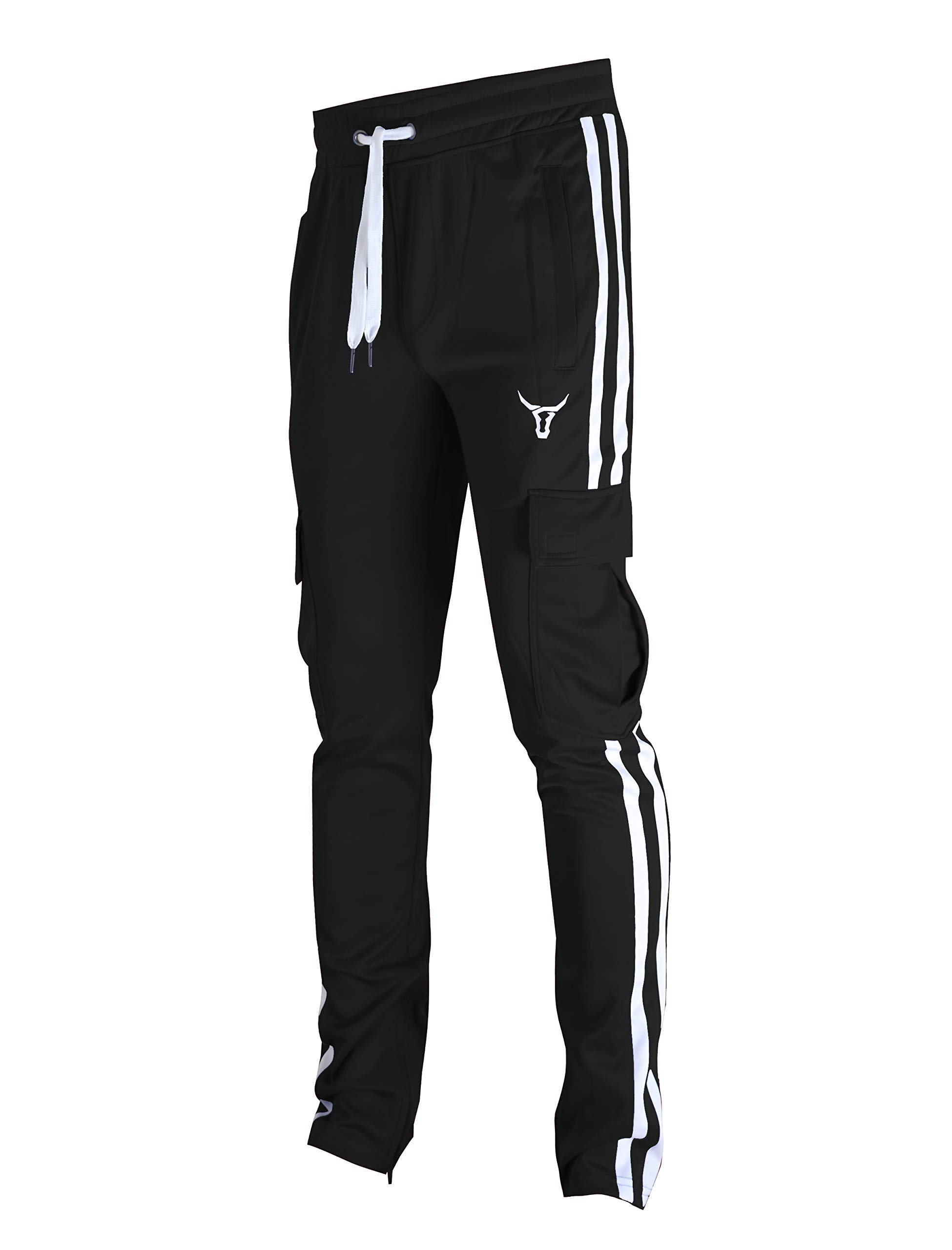SCREENSHOT-S41900 Mens Hip Hop Premium Slim Fit Cargo Pocket Track Pants - Athle