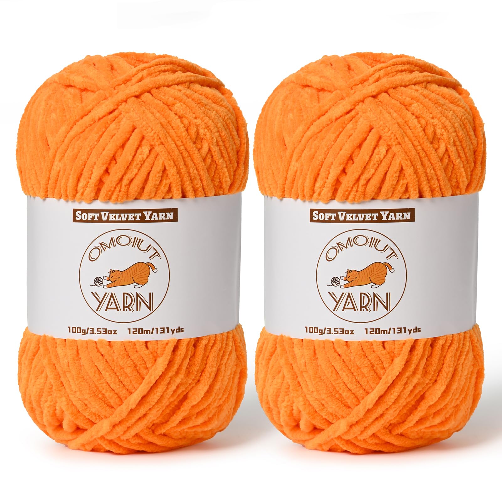 2 Pack Orange Fluffy Velvet Yarn for Crocheting,Chunky Chenille Baby Blanket Yar