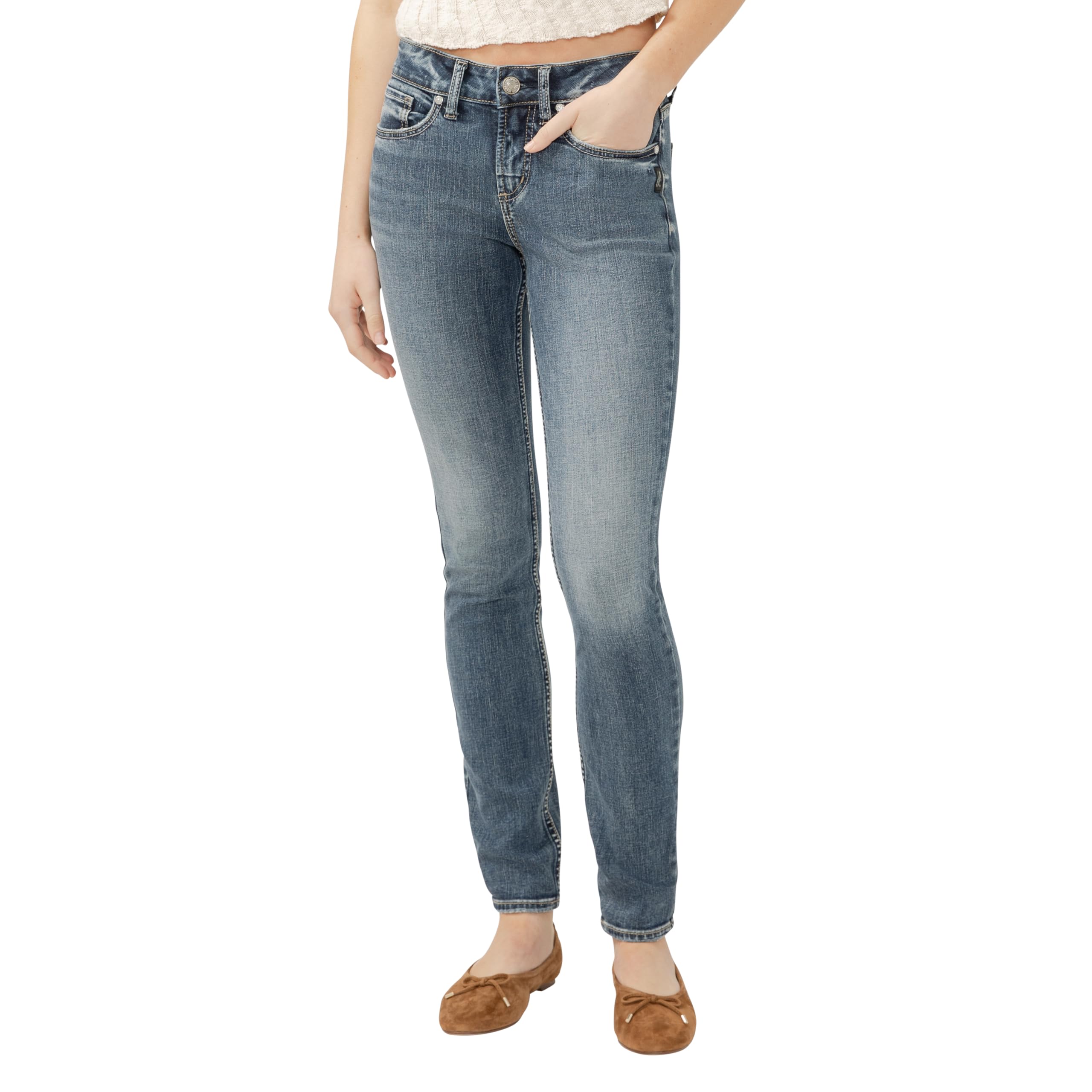 Silver Jeans Co. Women's Jeans Suki Curvy Fit Mid Rise Skinny Jeans