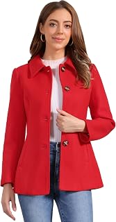 Allegra K Womens Work Office Winter Overcoat Single Breasted Pea Coat