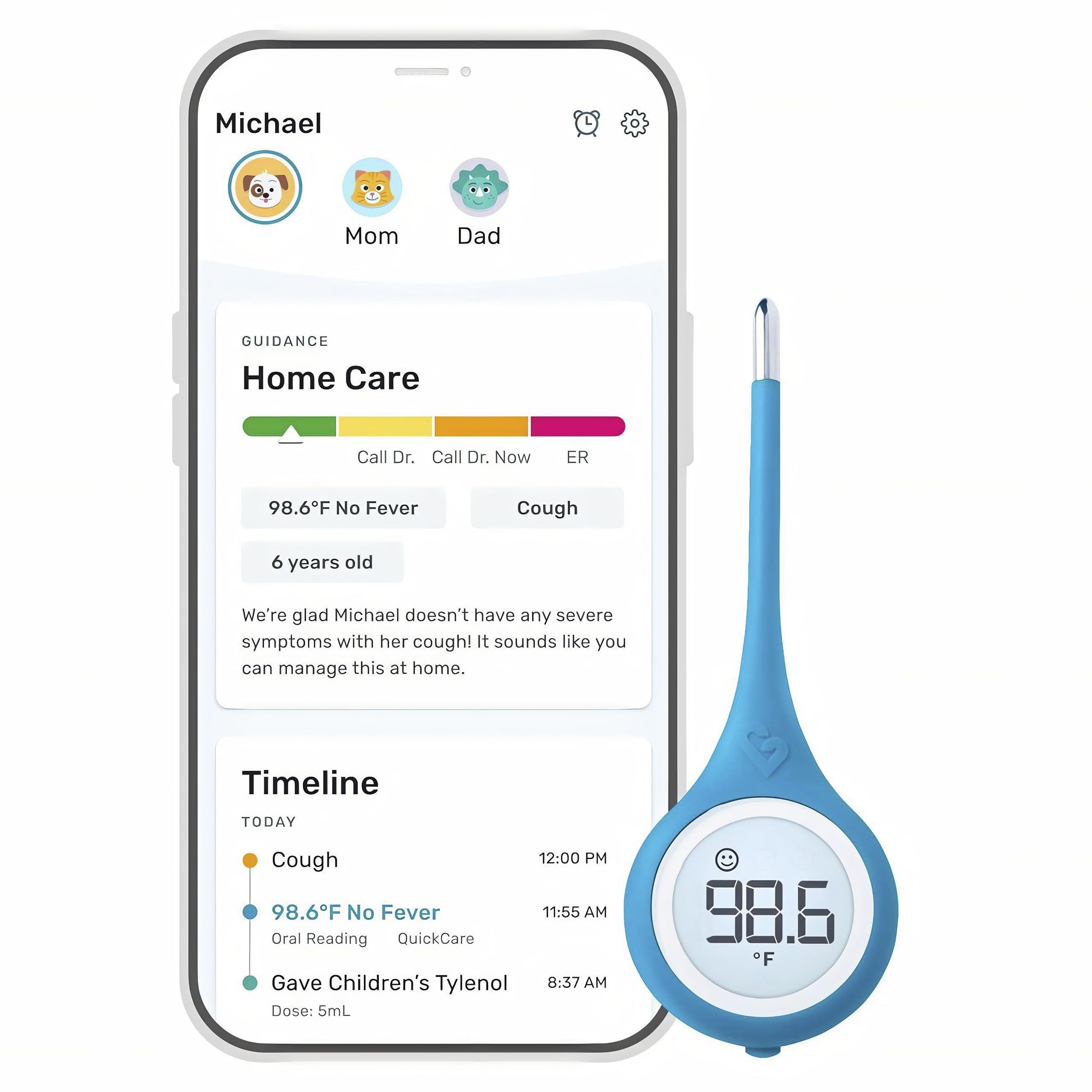 Kinsa Smart,Fever, Digital Medical Baby, Kid and Adult Termometro - Accurate, Fa