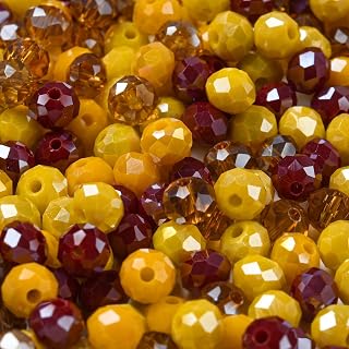 145pcs/60g Faceted Rondelle Glass Beads Mixed Colors Glass Loose Beads for DIY Crafts Bracelet Necklace Earring Jewelry Making Supplies 8x6mm Goldenrod