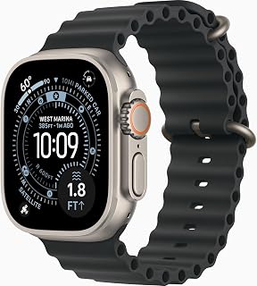 Apple Watch Ultra 3 [GPS + Cellular, 49mm] Natural Titanium Case with Black Ocean Band (Renewed)
