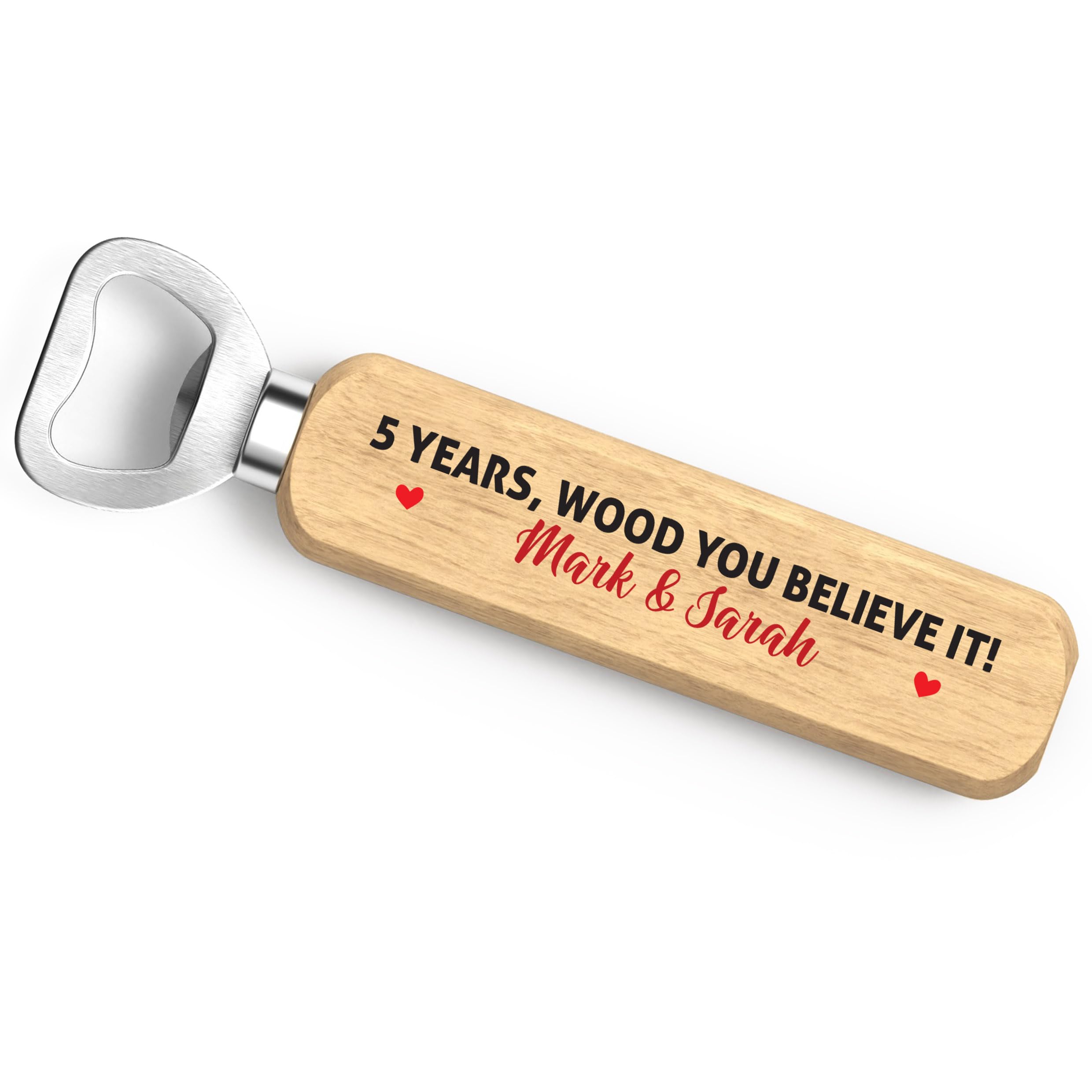 Beecreative Personalised 5th Wedding For Husband - 5 Years Wood You Believe It -