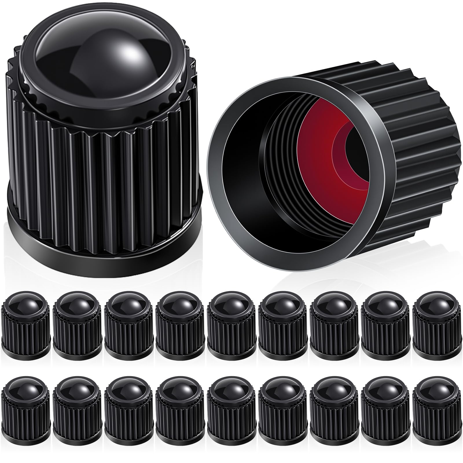 Outus 20 Pcs Tire Valve Stem Caps Universal Tire Caps,Black | Universal Fit for 