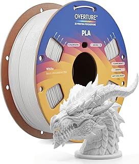 OVERTURE High Speed PLA Filament 1.75mm 3D Printer Filament,1kg White | Neatly Wound 1kg Spool (2.2lbs) Rapid PLA, Dimensional Accuracy +/- 0.02 mm, Fit Most FDM 3D Printers (White)