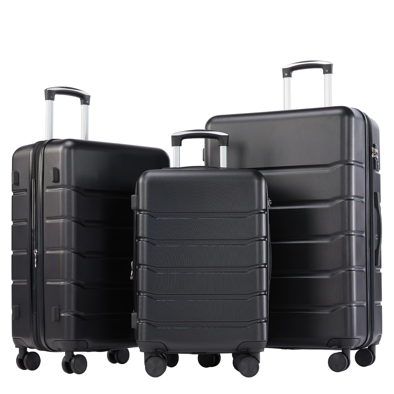 OLIXIS 3-Piece Luggage Set, Carry On Suitcases with Spinner Wheels, Expandable T
