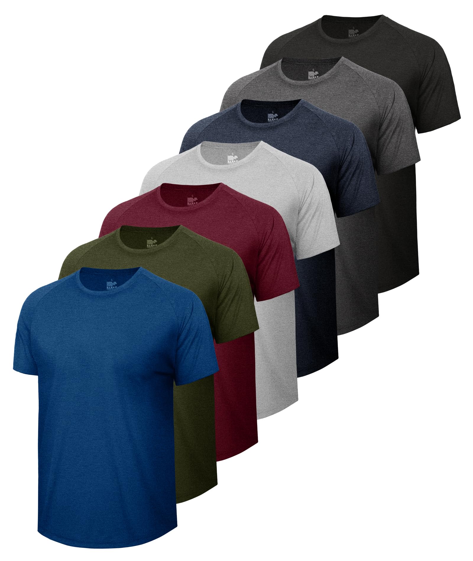 LalaHooK 7 Pack Workout Mens T Shirts Quick Dry for Gym Work Casual Running | Sh