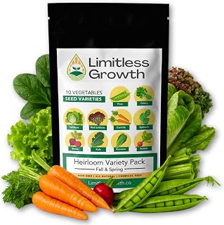 Spring & Fall Vegetables | 10 Varieties of Cool Weather Seeds | Easy to Grow, Perfect for Container Gardens | Beets, Carrots, Celery, Lettuce, Kale, Peas, Radish, Spinach & More | Limitless Growth