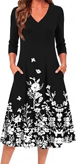 Zeagoo Dresses for Womens Long Sleeve Midi Dress Fall Casual A Line Dress