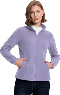 33,000ft Women's Fleece Jacket Lightweight Warm Full Zip Breathable Micro Fleece Casual Long Sleeve Jacket Travel Outdoor Sports