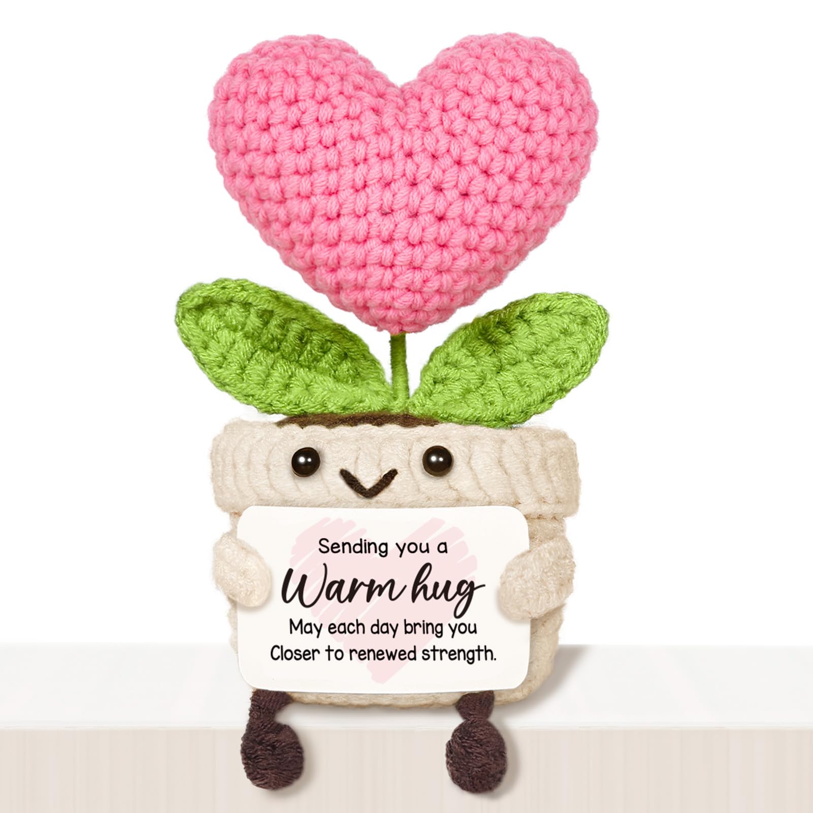 Get Well Gifts for Women After Surgery, Handmade Crochet Pink Heart Flower | Get