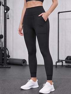Women High Waist Leggings with Pockets 4-Way Stretch Ankle Length Athletic Yoga Pants for Running Gym