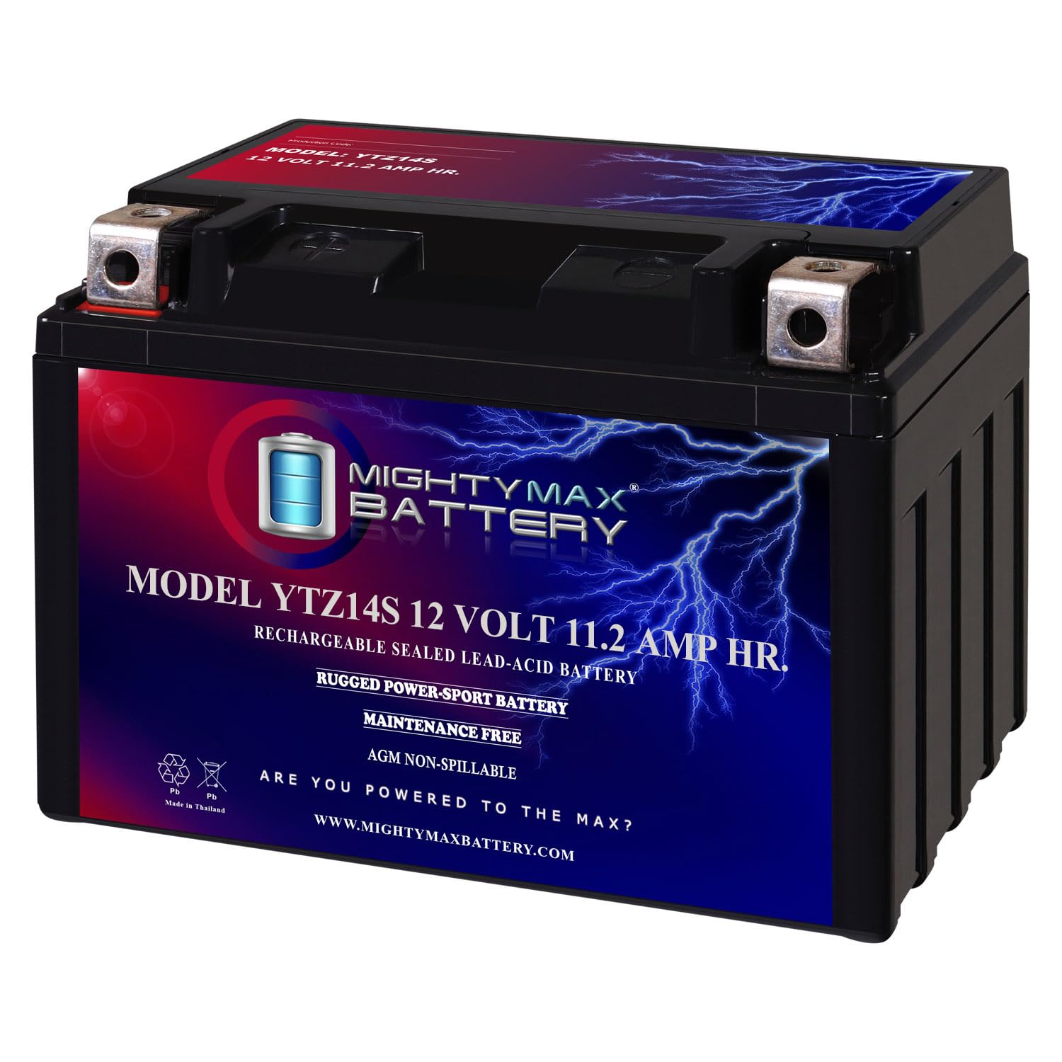 Mighty Max Battery YTZ14S -12 Volt 11.2 AH, 230 CCA, Rechargeable Maintenance Fr