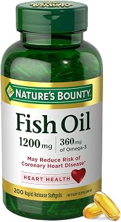 Nature's Bounty Fish Oil 1200 Mg, Omega-3, 200 Softgels (Pack of 1) | Omega 3 Supplements - Supports Heart Health