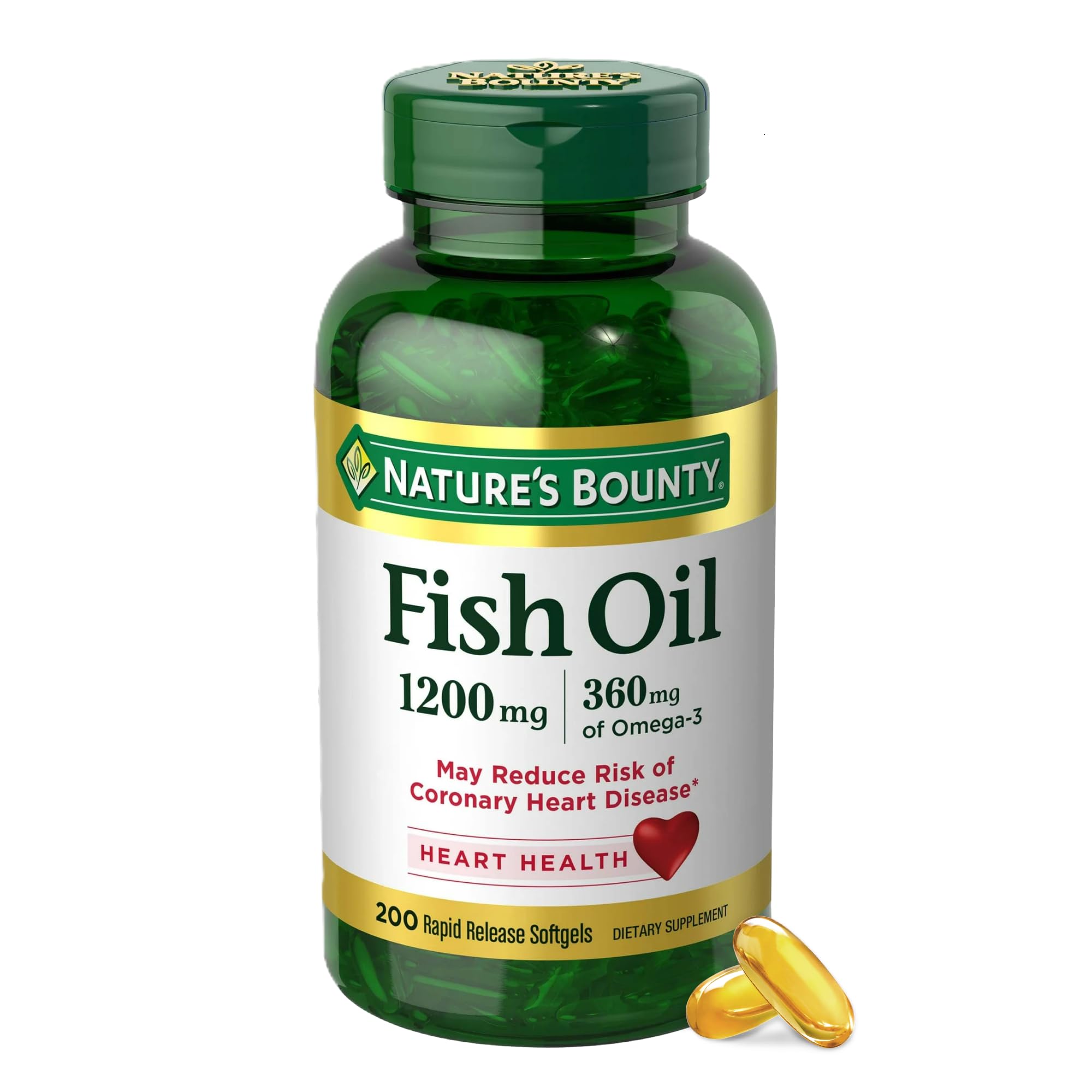 Nature's Bounty Fish Oil 1200 Mg, Omega-3, 200 Softgels (Pack of 1) | Omega 3 Su