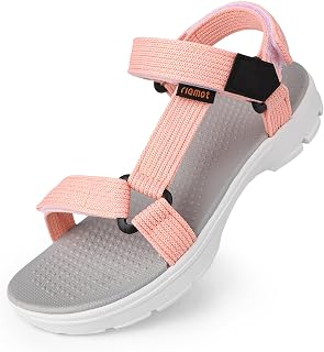 riemot Women's Walking Sandals, Adjustable Sports Sandals with Textured Footbed and Lightweight Cushioned Rubber Sole, Comfortable Summer Outdoor Sandals for Travel, Holidays and Daily Walking