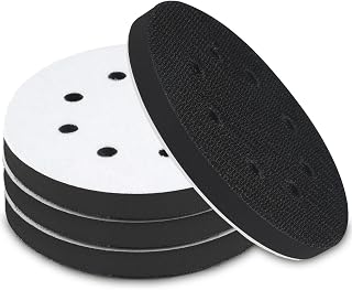 Mkobon 4 Pack 5 Inch 8 Holes Foam Sanding Pads for Orbital Sander | Hook & Loop, Soft Density Interface Pad, Dry Wet Grinding, Sponge Cushion Buffer Backing Pad, Flexible, Easy To Attach