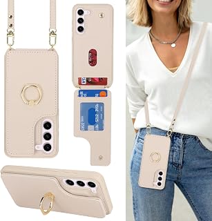 Lipvina for Samsung Galaxy S23 Case with Strap,Beige