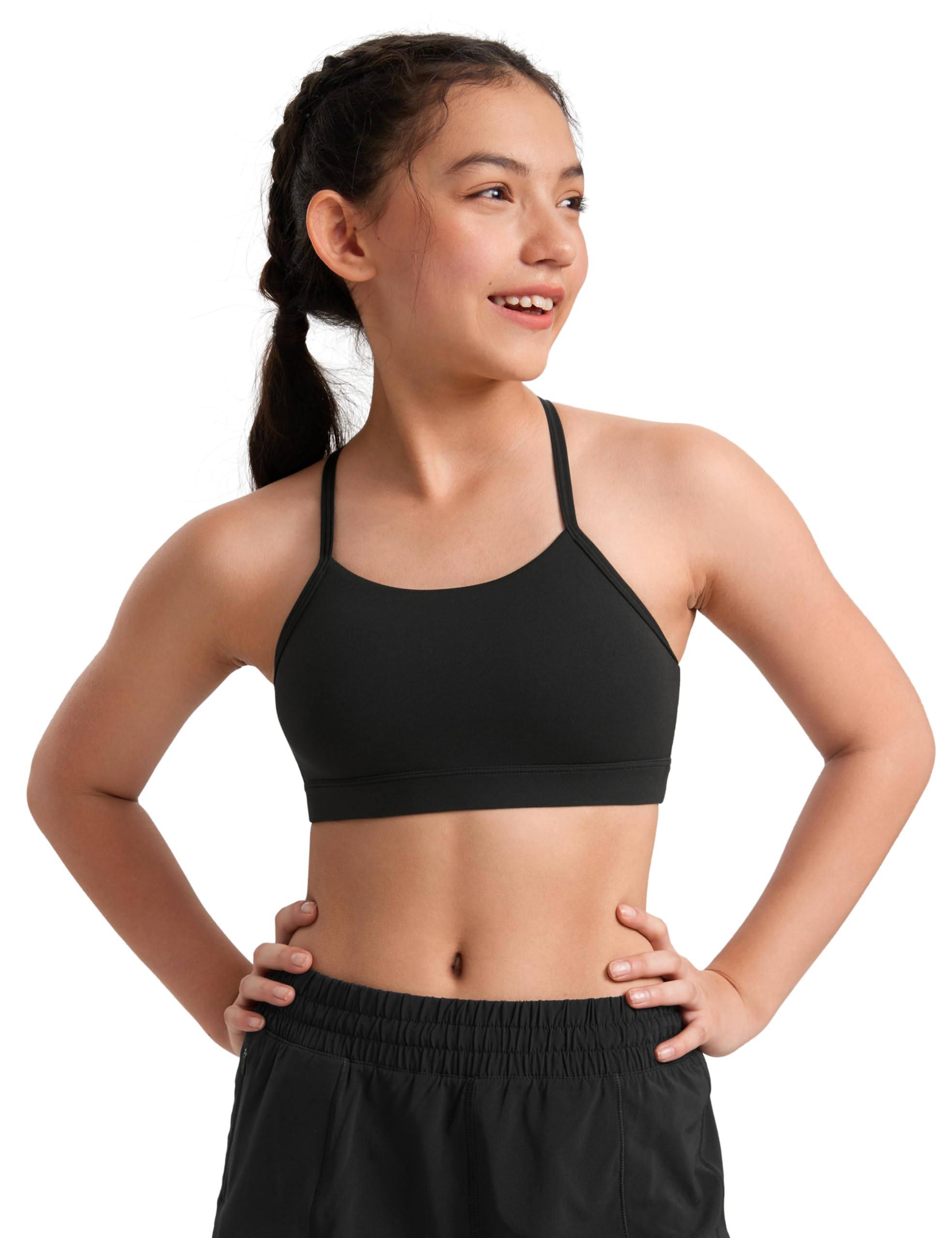 CRZ YOGA Butterluxe Girls' Sports Bra Y Back Yoga Training Arm for Teens