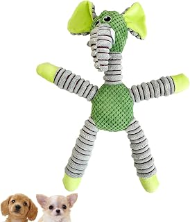 FOily TOily Dog Toy, Chewing Toy, Durable, Stuffed Animal for Dogs, Sounds, Brushing Teeth, Pulling, Small, Medium Dogs, Present, Gift (Elephant)