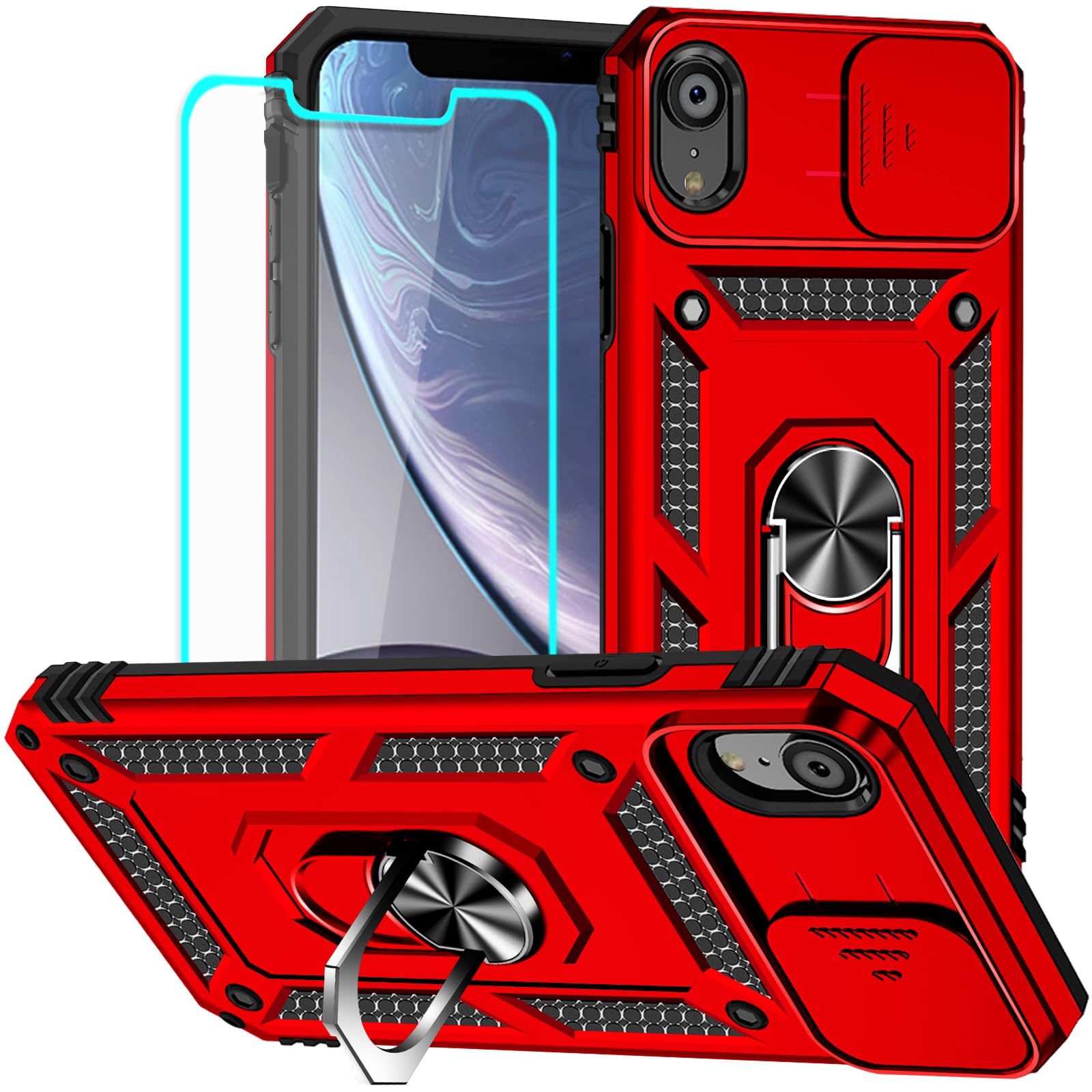 HNHYGETE for iPhone XR Phone Case with HD Screen Protector: [Military Grade 20ft