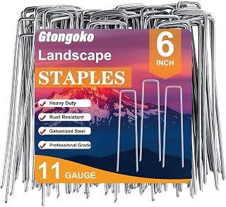 Gtongoko 28 Pack Landscape Staples 6 Inch, Galvanized Garden Stakes | 2.7mm Thick Heavy Duty for Weed Barrier Fabric, Lawn Edging, Artificial Turf, Halloween & Christmas Outdoor Decorations
