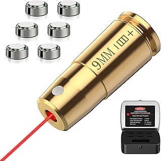 EZshoot Bore Sight Laser 9mm/223 5.56mm/243 308/12-Gauge Red Laser Boresighter with Portable Tin Case and Extra Batteries