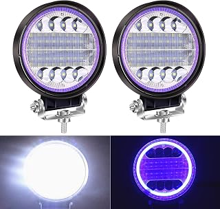 Work Light, 72 W LED, Work Light, 4.5 Inches, Round, Work Light, Wide Angle, Car Exterior Light, White, 6,500K, 12V-80V, Waterproof, Universal Blue