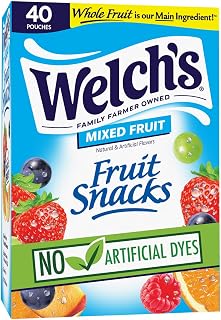 Welch's Fruit Snacks - Mixed Fruit Box - Kids Snacks - 0.8 Oz - 40 Pack | Bulk Box, Made with Whole Fruit, Gluten-Free Snack Packs for Kids and Adults, No Artificial Dyes