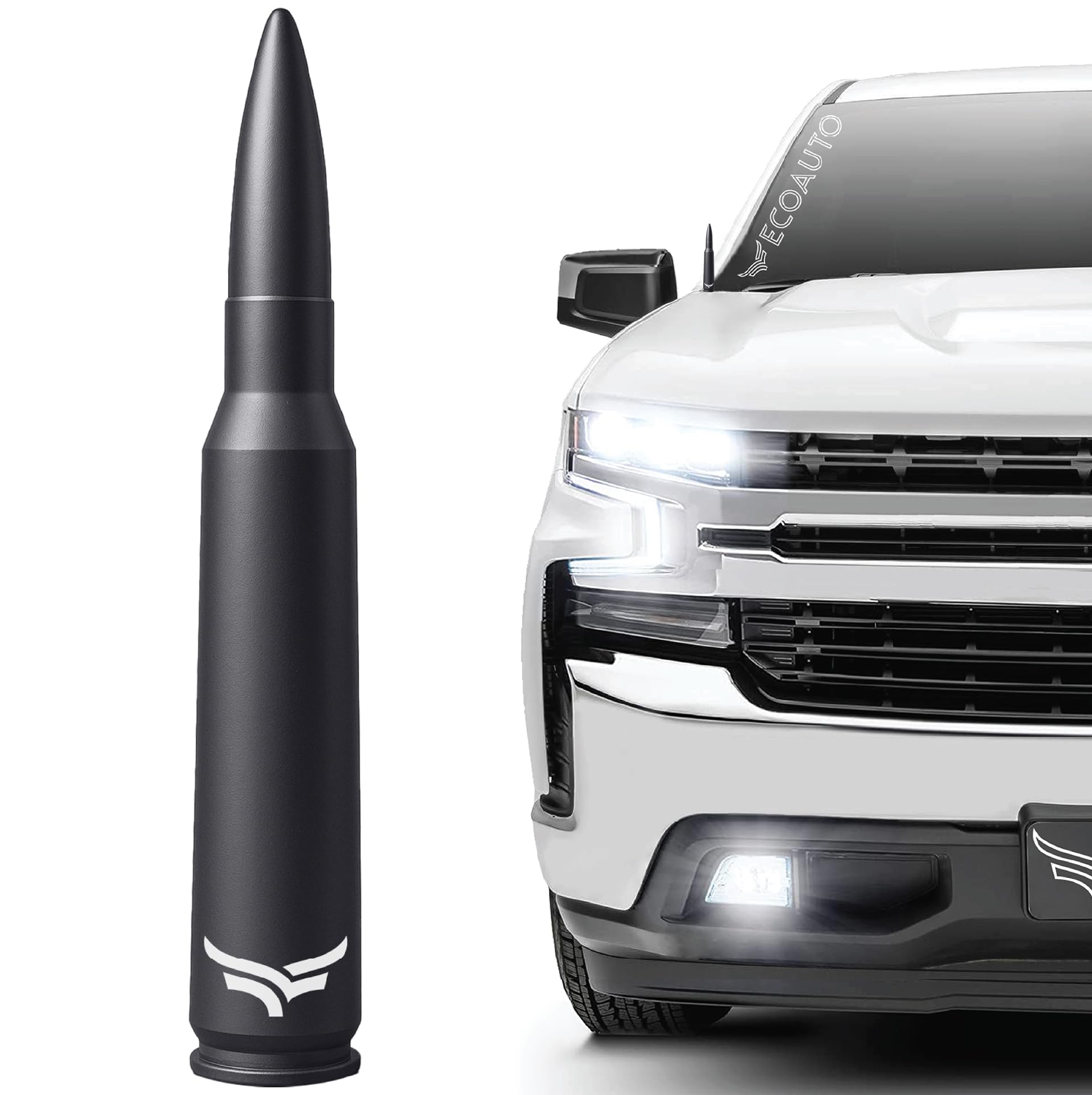 50 Cal Badass Bullet Antenna® for 2014+ Chevy Silverado &amp; GMC Sierra Truck |